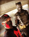 BASH founding members Crimson Fist and Batman of San Jose on patrol in 2023