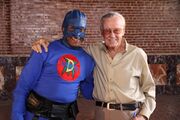 DangerMan with Stan Lee on the set of "Academy of Heroes"